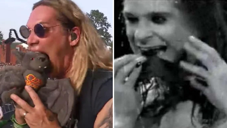 Steel Panther imita a Ozzy Osbourne y muerde cabeza de murciélago