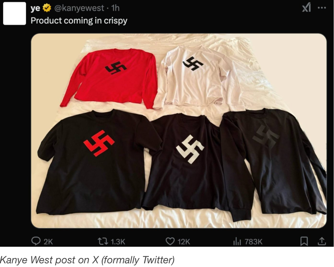 Kanye West está produciendo más prendas con esvásticas después de afirmar que "no es un nazi"