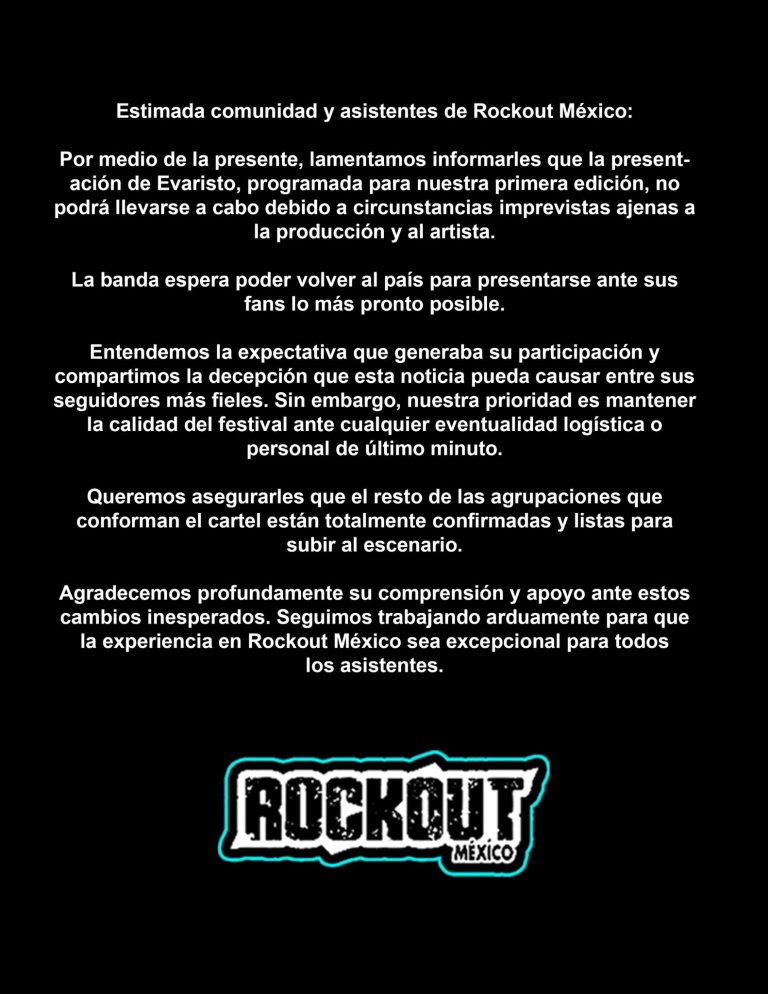 ROCKOUT BOLETIN EVARISTO ABRIL 2026 POST