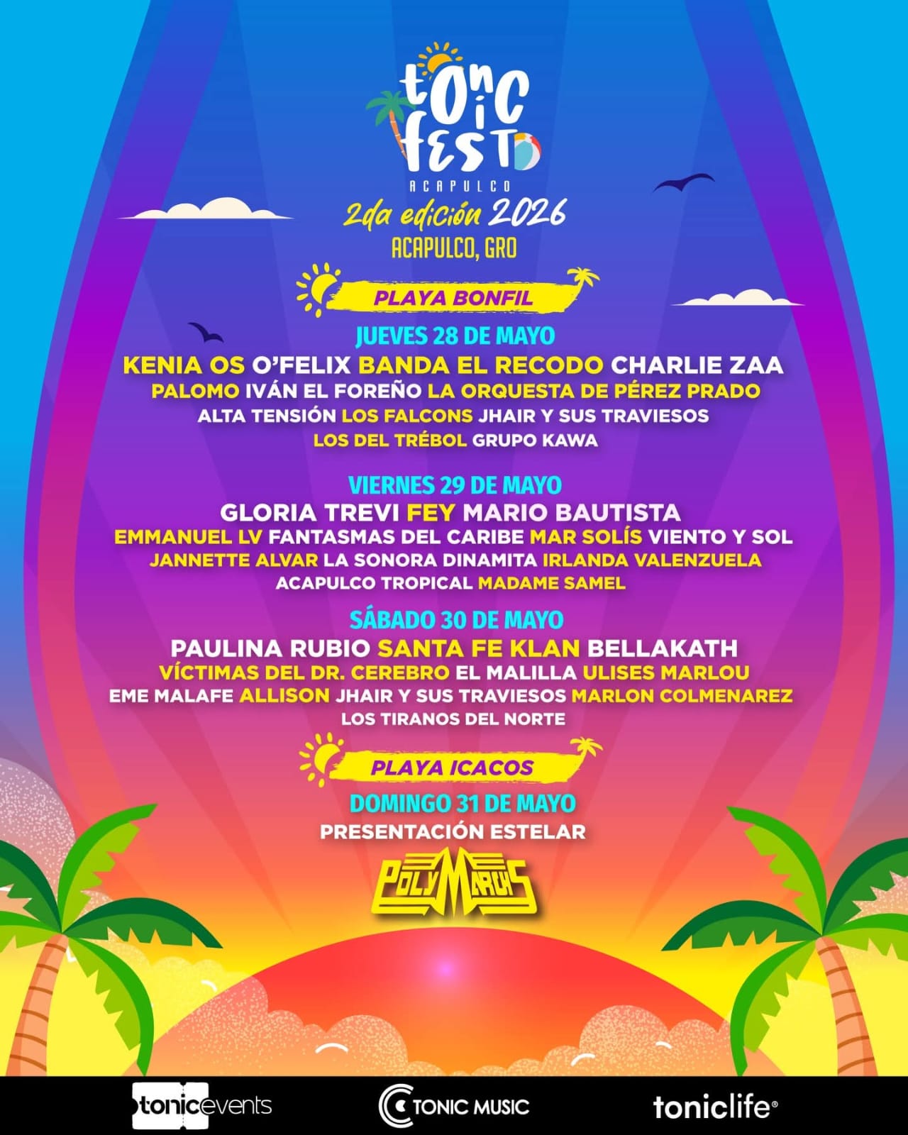 TONIC FEST ACAPULCO MAYO 2026 CARTEL