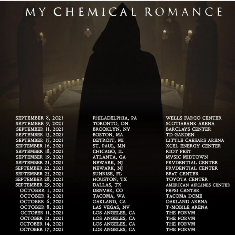 My Chemical Romance anuncia fechas reprogramadas de la gira 2021