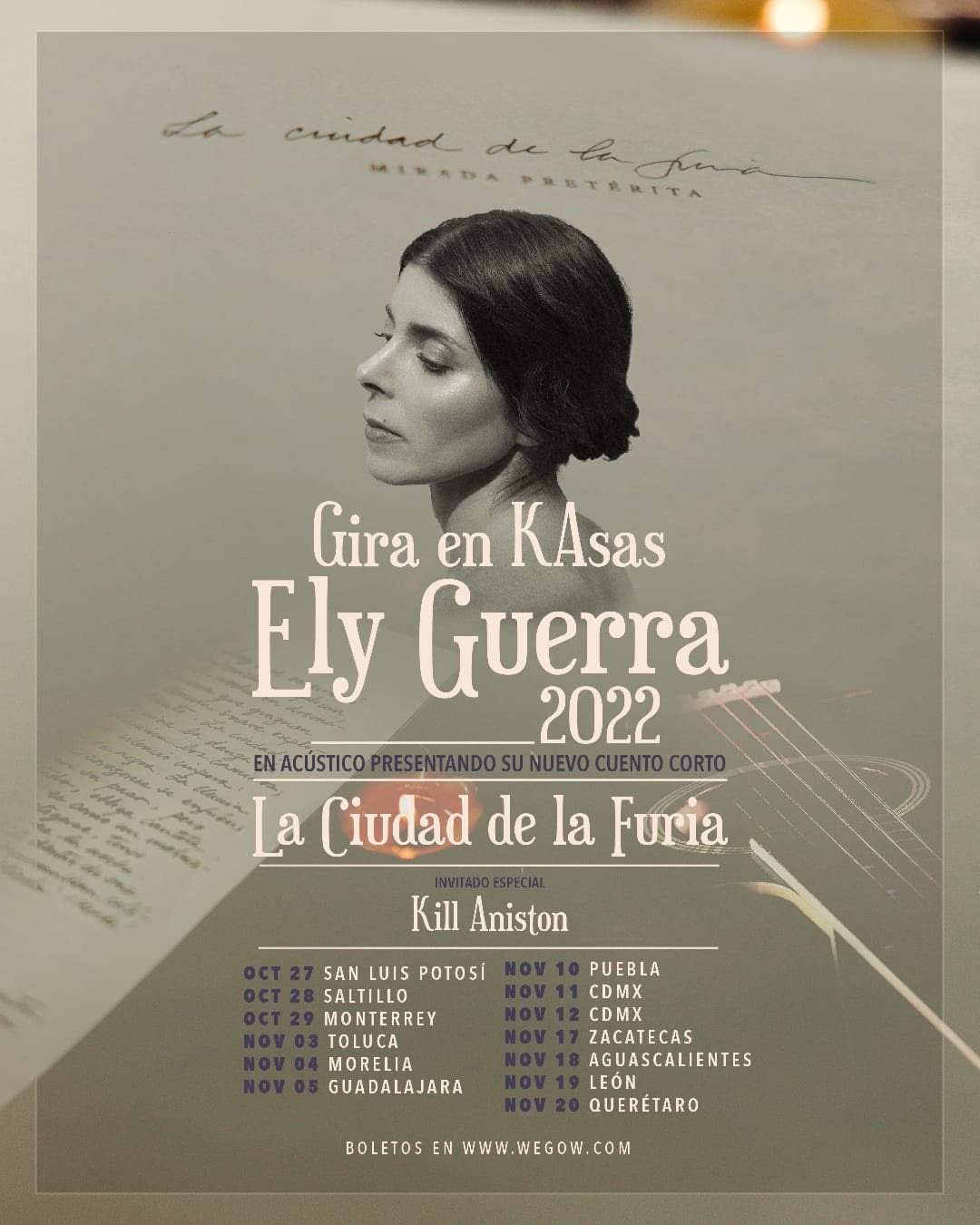 Ely Guerra presentará“La Ciudad de la Furia” en Gira en KAsas