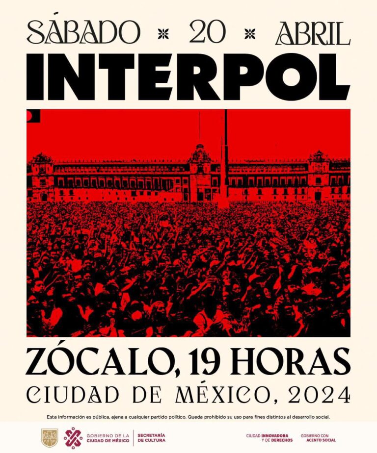 Interpol anuncia concierto gratuito en el Zócalo de la Ciudad de México