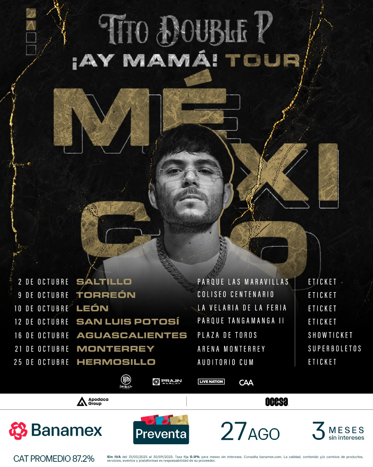 TITO DOUBLE P Recorrerá México con su 'AY MAMÁ Tour'