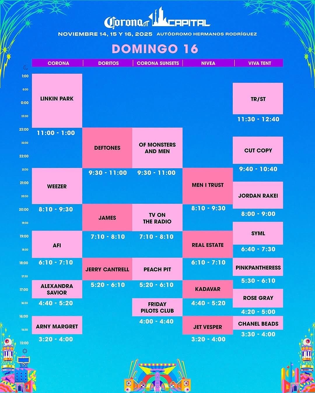 horarios corona capital 2025 3