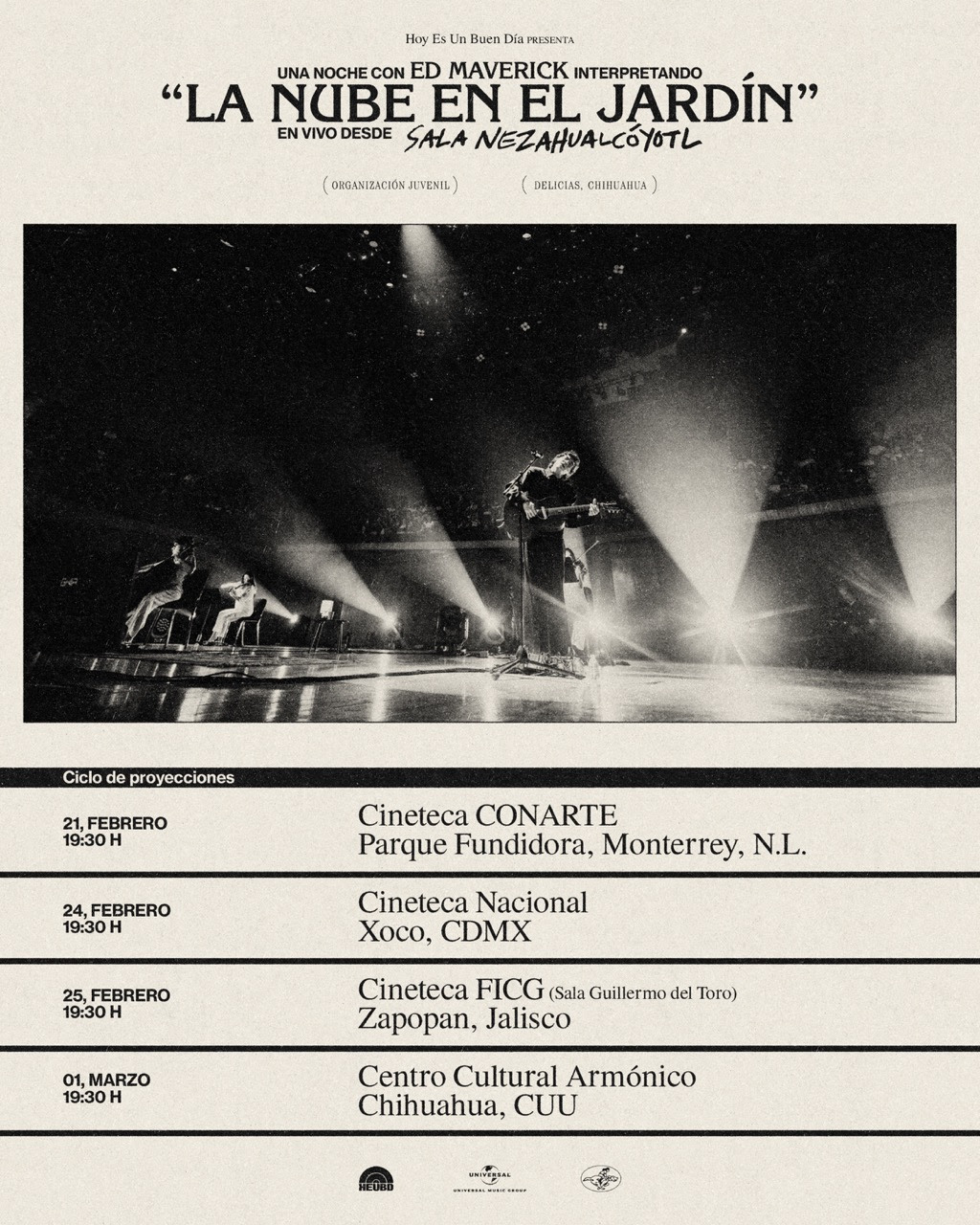 Ed Maverick anuncia y agota en minutos screenings de La Nube En El Jardín En Vivo desde La Sala Nezahualcóyotl