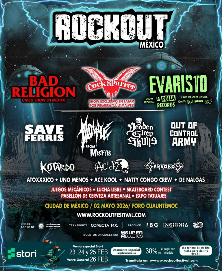 ROCKOUT MÉXICO REÚNE A BAD RELIGION, COCK SPARRER Y EVARISTO EN UNA JORNADA HISTÓRICA