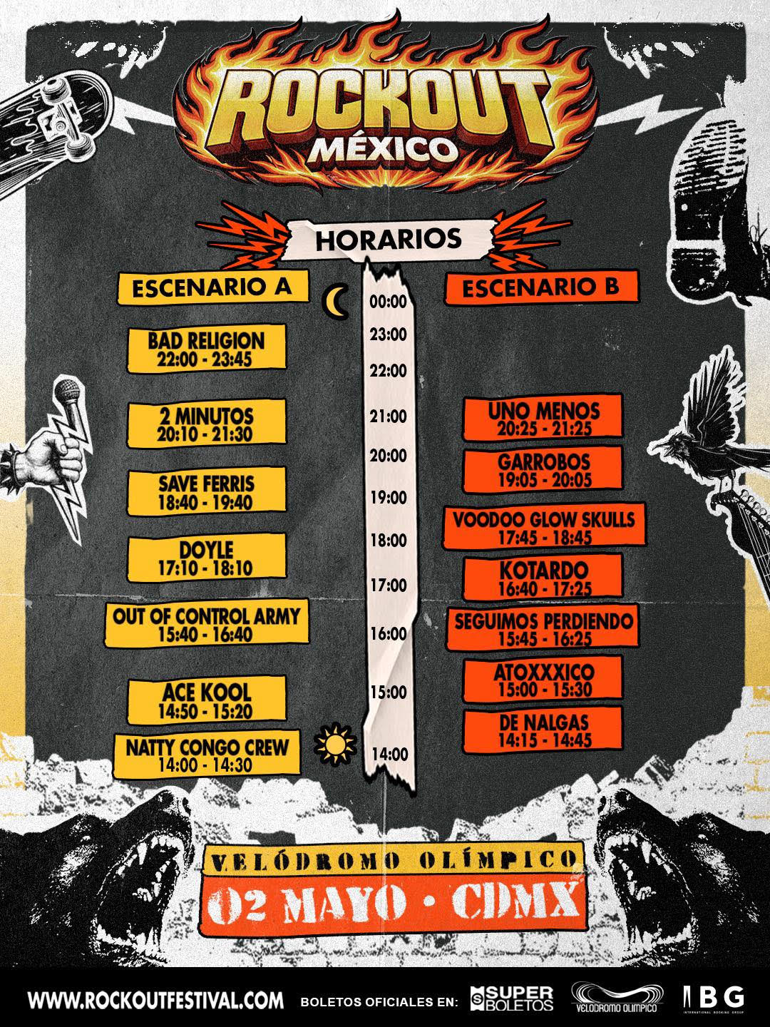 HORARIOS PARA ROCKOUT