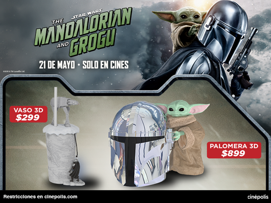 Palomera 3D y vasos promocionales El Mandalorian & Grogu llegan a Cinépolis